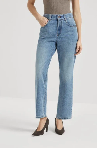 Brunello Cucinelli Retro Five-pocket Trousers In Blue