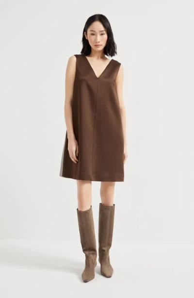 Brunello Cucinelli Sleeveless Mini Dress In Brown