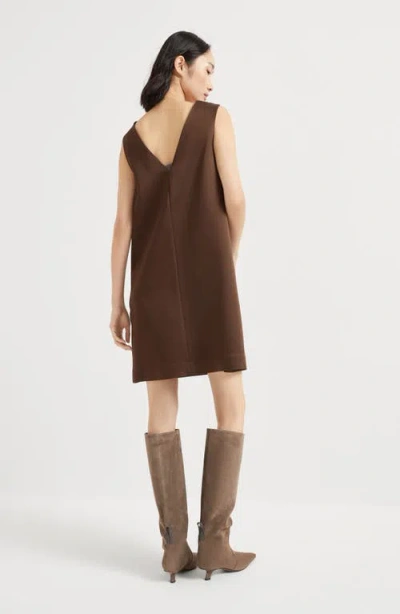 Brunello Cucinelli Sleeveless Mini Dress In Brown