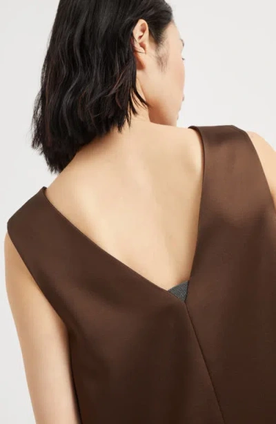 Brunello Cucinelli Sleeveless Mini Dress In Brown