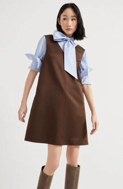 Brunello Cucinelli Sleeveless Mini Dress In Brown