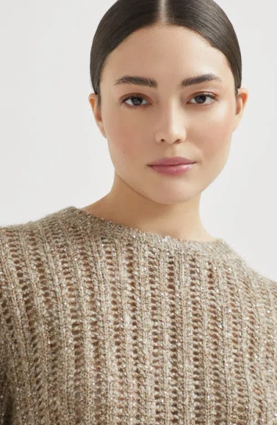 Brunello Cucinelli Dazzling Cable Sweatshirt In Neutral