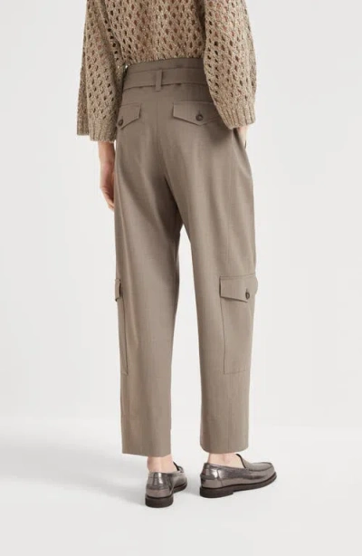 Brunello Cucinelli Virgin Wool-blend Cargo Trousers In Brown