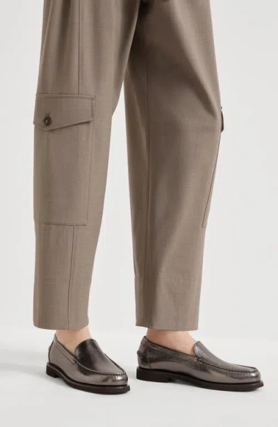 Brunello Cucinelli Virgin Wool-blend Cargo Trousers In Brown