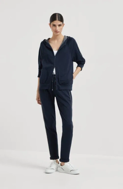 Brunello Cucinelli Interlock Trousers In Blue