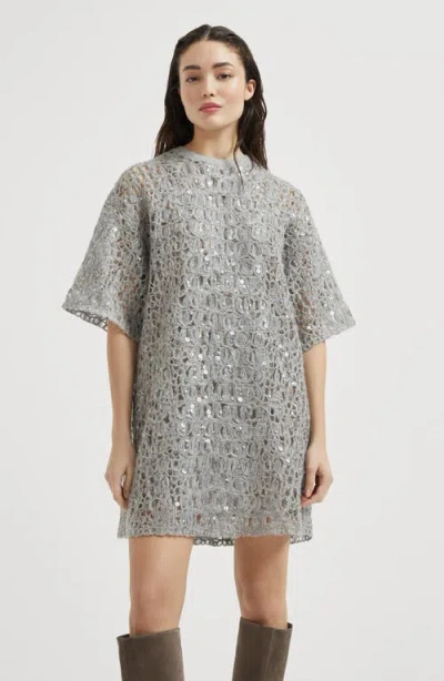 Brunello Cucinelli Sequinned Embroidered Mini Dress