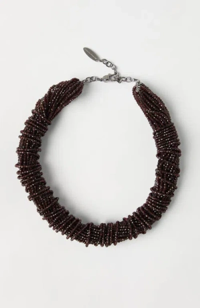 Brunello Cucinelli Vetro And Silver Choker In Brown