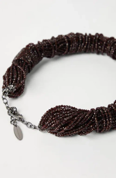 Brunello Cucinelli Vetro And Silver Choker In Brown