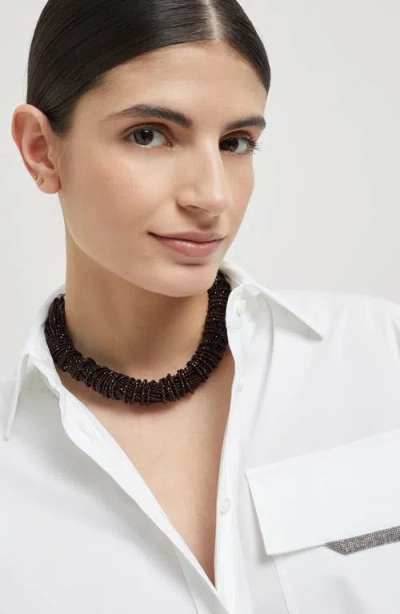 Brunello Cucinelli Vetro And Silver Choker In Brown