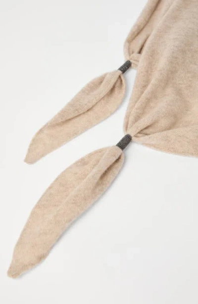 Brunello Cucinelli Foulard With Monili In Neutral