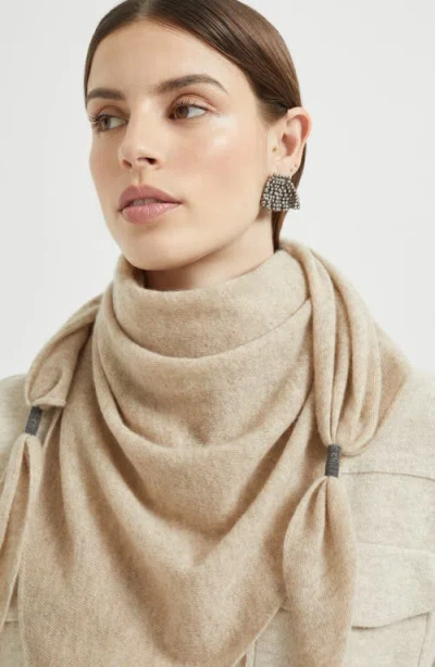 Brunello Cucinelli Foulard With Monili In Neutral