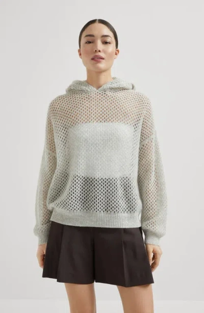 Brunello Cucinelli Dazzling Mesh Sweatshirt In Neutral