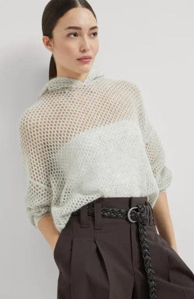 Brunello Cucinelli Dazzling Mesh Sweatshirt In Neutral