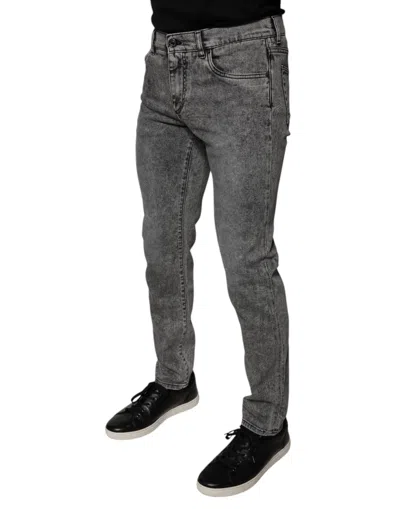 Dolce & Gabbana Gray Washed Cotton Skinny Denim Jeans In Gray