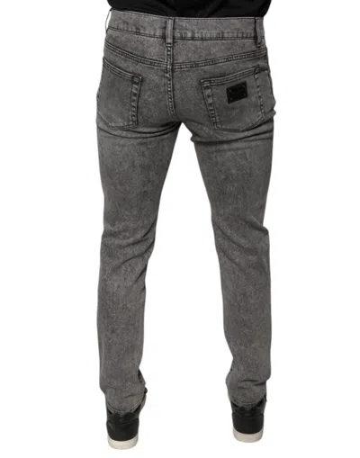 Dolce & Gabbana Gray Washed Cotton Skinny Denim Jeans In Gray