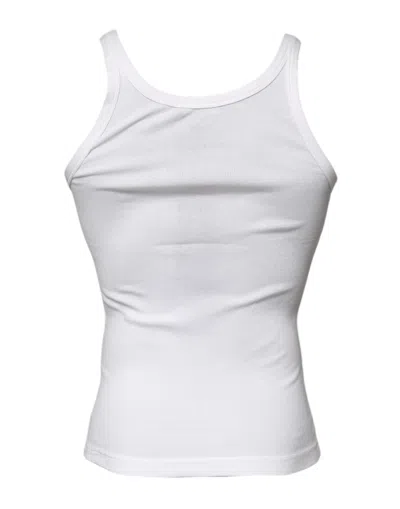 Dolce & Gabbana Ivory Cotton Sleeveless Round Neck Tank T-shirt In White