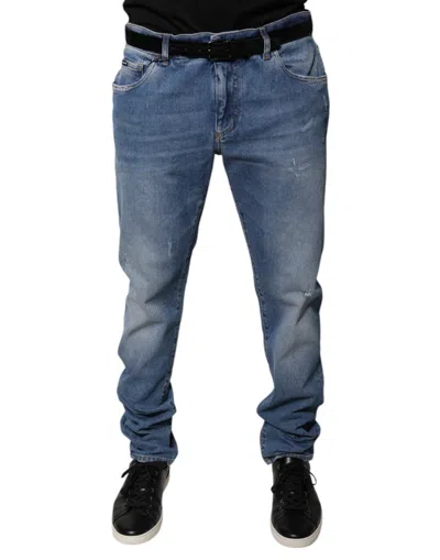 Dolce & Gabbana Light Blue Cotton Men Skinny Denim Jeans In Blue