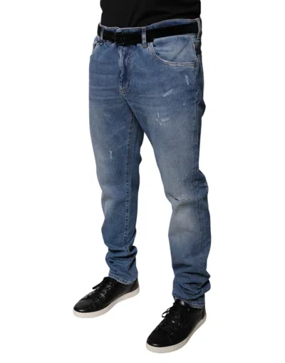Dolce & Gabbana Light Blue Cotton Men Skinny Denim Jeans In Blue