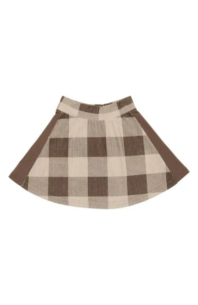 Maniere Manière Kids' Plaid Corduroy A-line Skirt In Brown