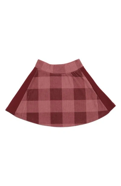 Maniere Manière Kids' Plaid Corduroy A-line Skirt In Pink