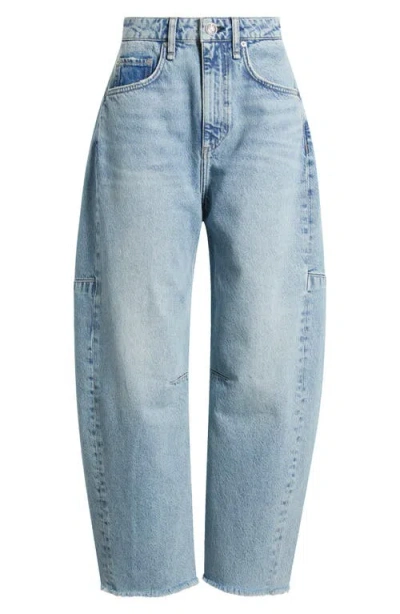Rag & Bone Charlie Super High Waist Crop Barrel Jeans In Blue