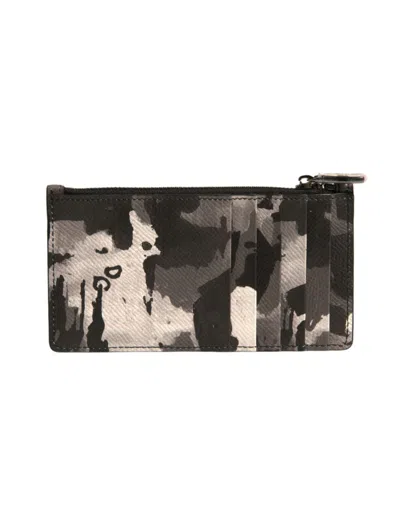Dolce & Gabbana Multicolor Camouflage Logo Plaque Coin Purse Wallet In Black