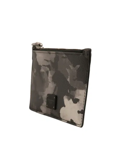 Dolce & Gabbana Multicolor Camouflage Logo Plaque Coin Purse Wallet In Black