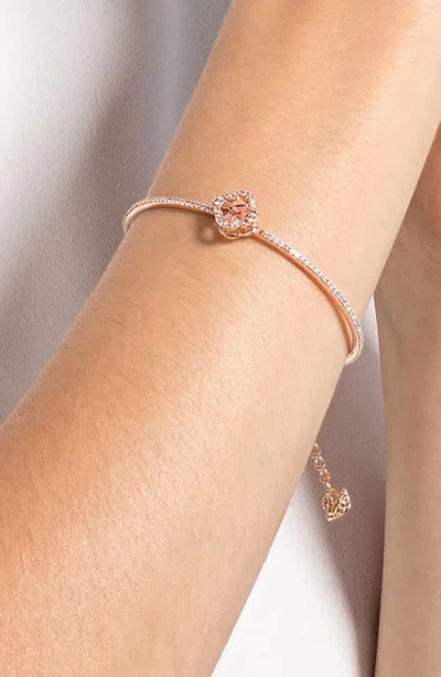 Swarovski Rose Gold-tone Crystal Clover Bangle Bracelet In Gold