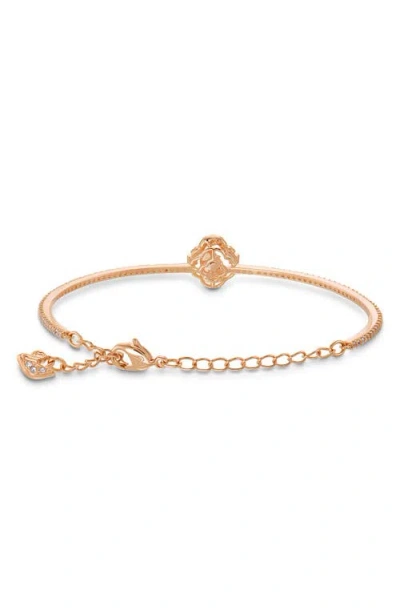 Swarovski Rose Gold-tone Crystal Clover Bangle Bracelet In Gold
