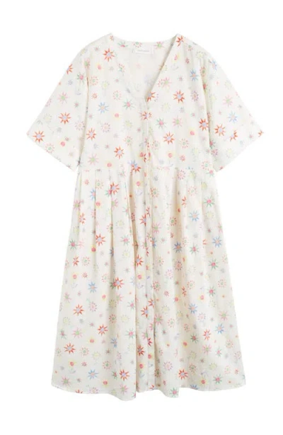 Chinti & Parker Cream Linen-cotton Etoile V-neck Sundress In White