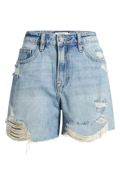 Hidden Jeans Ripped High Waist Denim Shorts In Blue