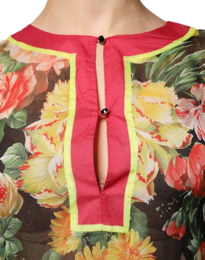 Dolce & Gabbana Multicolor Floral Silk Kaftan Maxi Dress In Multi