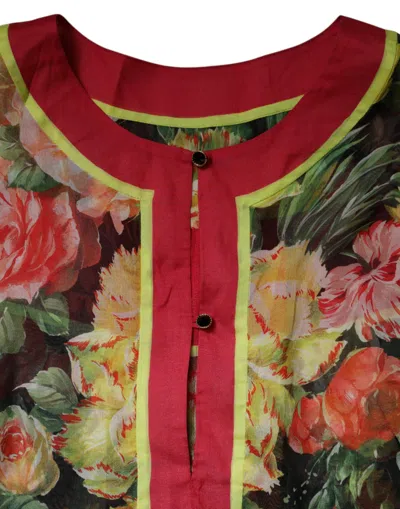 Dolce & Gabbana Multicolor Floral Silk Kaftan Maxi Dress In Multi