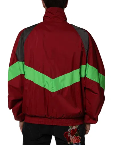 Dolce & Gabbana Multicolor Nylon Full Zip Windbreaker Jacket In Red