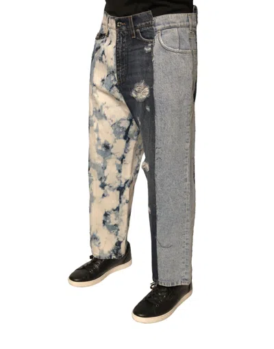Dolce & Gabbana Multicolor Patchwork Cotton Straight Men Denim Men's Jeans In Gray
