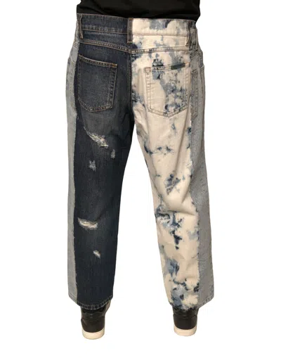 Dolce & Gabbana Multicolor Patchwork Cotton Straight Men Denim Men's Jeans In Gray
