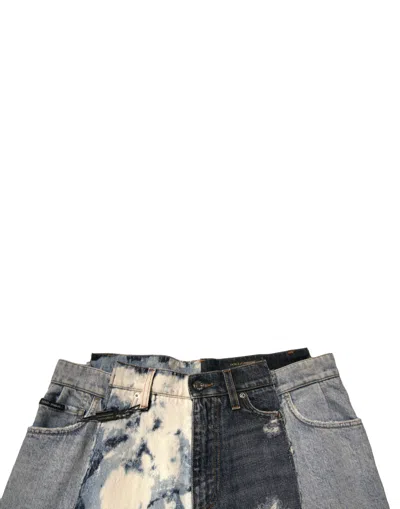 Dolce & Gabbana Multicolor Patchwork Cotton Straight Men Denim Men's Jeans In Gray