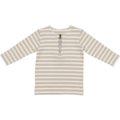 Maniere Manière Kids' Stripe Long Sleeve Zip Top In Gray
