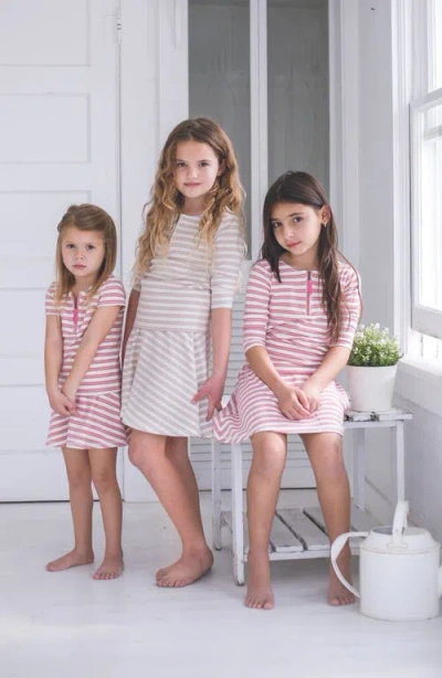 Maniere Manière Kids' Stripe Long Sleeve Zip Top In Red
