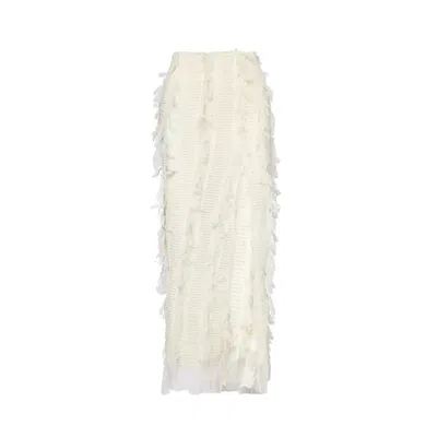 Amy Lynn Womens Textured Split-hem Woven Maxi Skirt Ivory