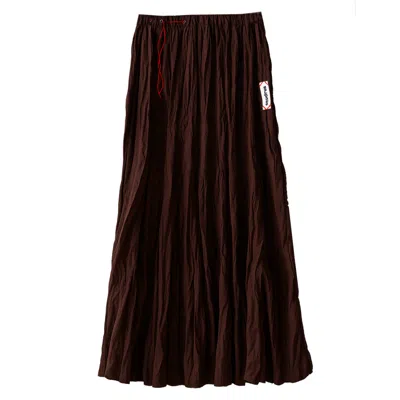 Sevdrus Women's Brown / Red Brown With Red Details Maxi Skirt