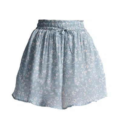Reistor Drawstring Short Skirt In Light Blue Florals