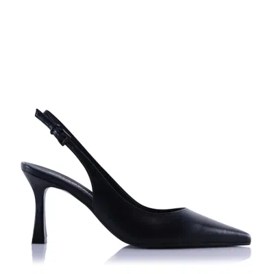 Notabene Women's Emilia Low Slingback Stilettos, Black Leather