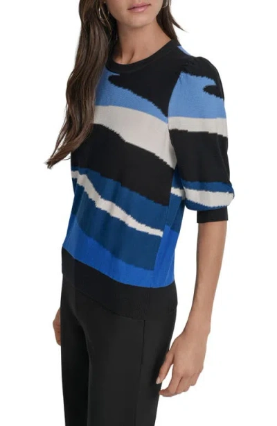 Dkny Puff Shoulder Cotton Sweater In Black