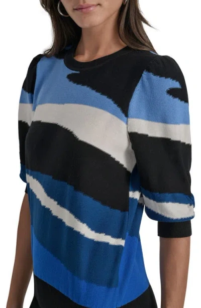 Dkny Puff Shoulder Cotton Sweater In Black