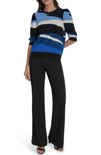Dkny Puff Shoulder Cotton Sweater In Black
