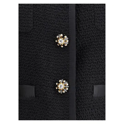 Dolce & Gabbana Black Crop Jacket With Front Pockets In Virgin Wool Blend Woman In Black
