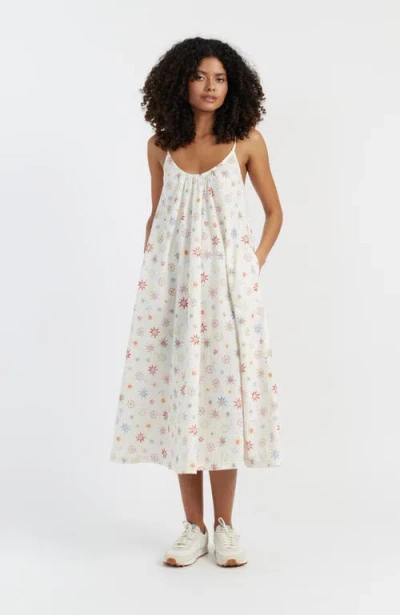 Chinti & Parker Cream Linen-cotton Etoile Sundress In White