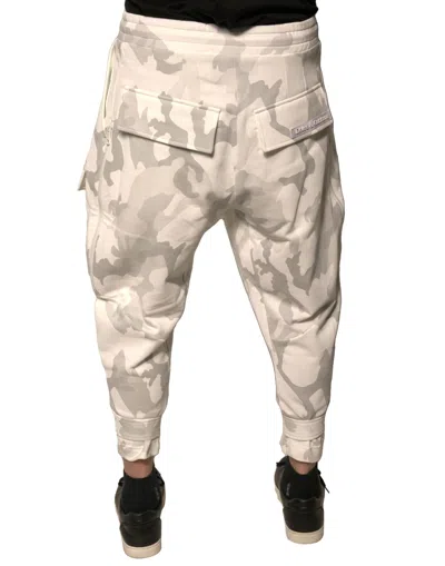 Dolce & Gabbana White Camouflage Cargo Jogger Men's Pants In Gray