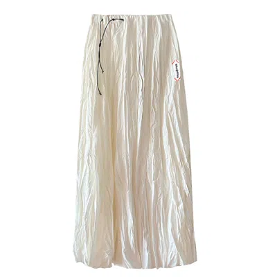 Sevdrus Women's White / Neutrals / Silver Pearl Ticket With Black Details Maxi Skirt